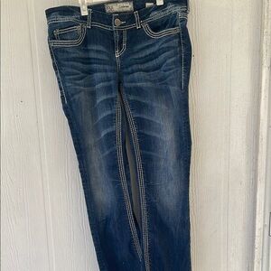 BKE Blue Boot Cut Jeans with Distressed Look